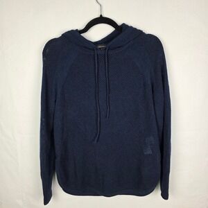Banana Republic Merino Wool Cashmere Knit Hoodie Sweater Navy Blue Small Beachy